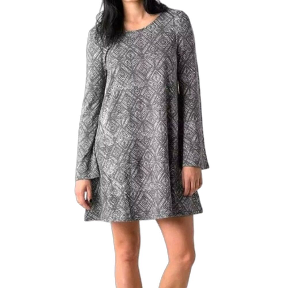 White Crow Geometric‎ Print Bell Sleeve A-Line Tunic Dress Size M